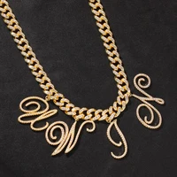 1 DIY Cursive Letters Miami  12mm Cuban Link Chain Gold Silver Plated Luxury Micro Paved CZ Chain Customized Necklace  with Name
