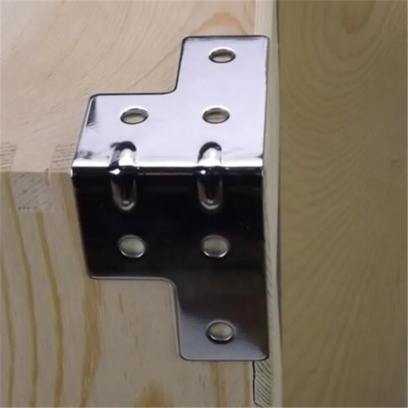 4 шт. серебряный стиль Железный угловой скобы Деревянный чехол металлический