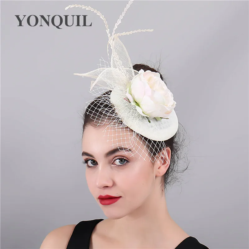 2020 Новый фетровая шляпка шерстяная покрывал шляпа Имитация Sinamay волосы заколки