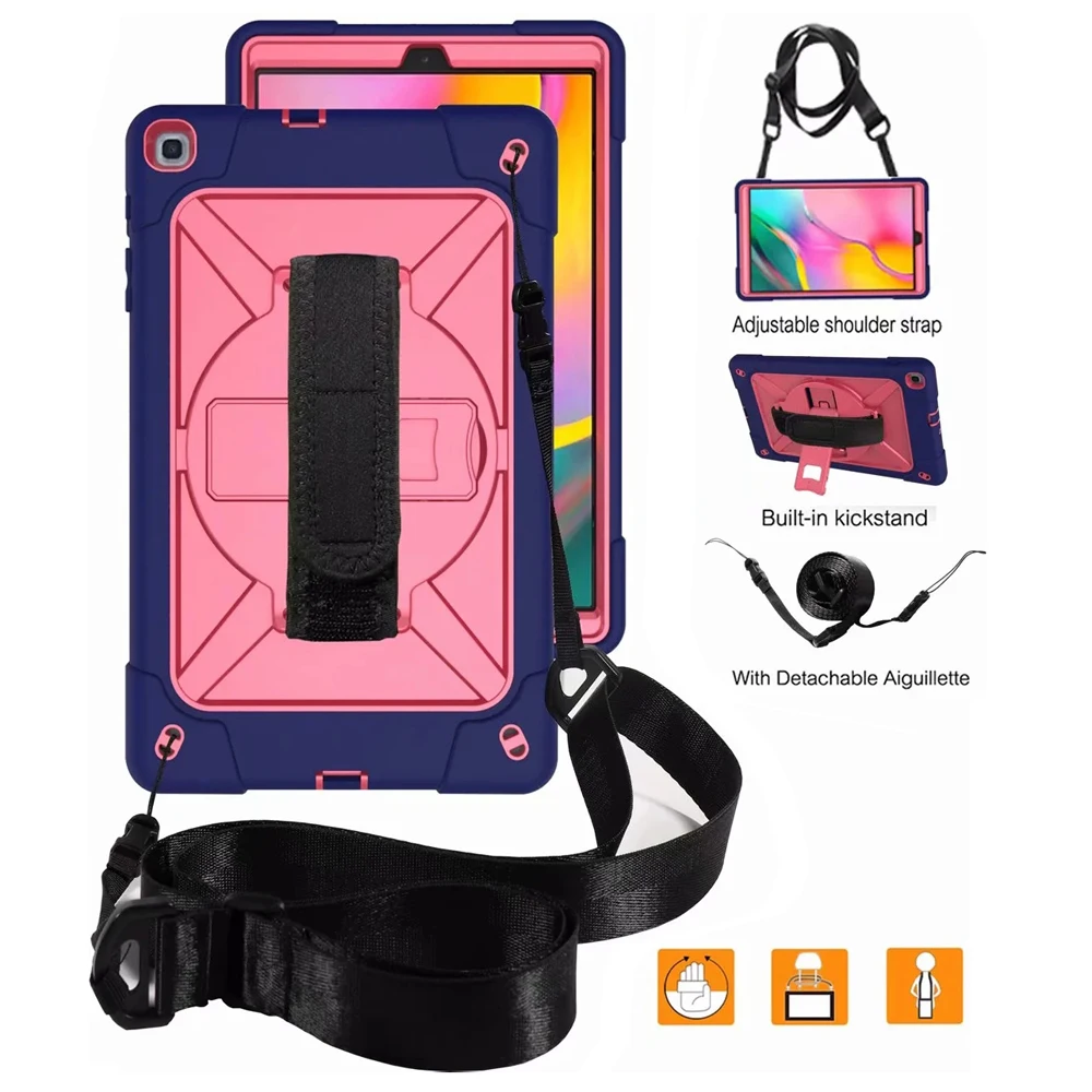 

Противоударный чехол для планшета Samsung Galaxy Tab A TabA 10,1 2019 T515 T510, чехол для ПК из ТПУ, силиконовый чехол-подставка + плечевой ремень