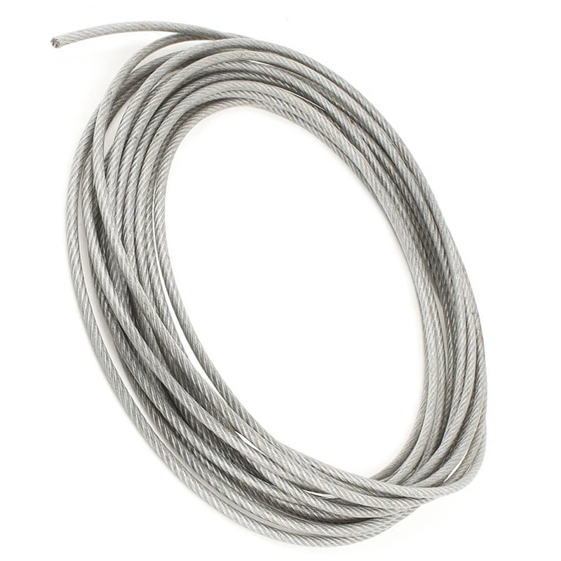 5 мм диаметр, сталь с ПВХ покрытием, гибкий трос, кабель 10 метров, прозрачный + серебристый от AliExpress WW
