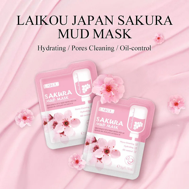 

5pcs Japan Sakura Mud Face Mask Anti Wrinkle Night Facial Packs Skin Clean Dark Circle Moisturize Anti-Aging Mud Film Skin Care