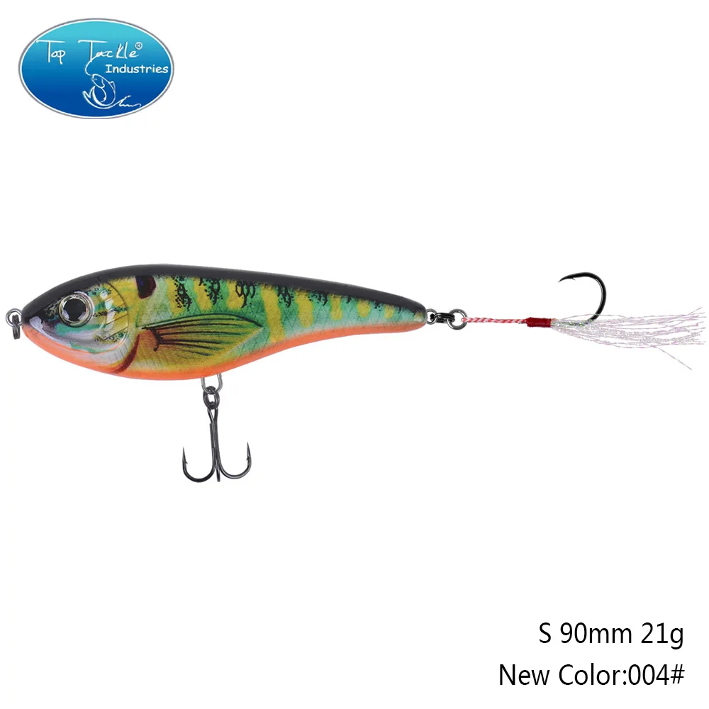 90mm 21g 004 90 мм 21 г цвета от 001 до 035 Тонущая Мускусная Щука искусственная рывковая приманка с одним крюком перьевая приманка для рыбалки - Цвет: 90mm 21g 004