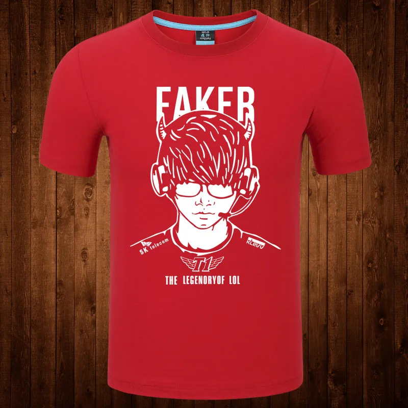 В наличии игры Лига Легенд Faker футболка с короткими рукавами же SKT1 командная