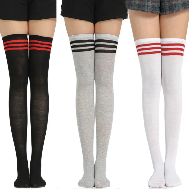 Long Sock Stockings for Winter Boots Women Long Striped Stockings Warm Thigh High Socks Girls Knee High Socks 2020
