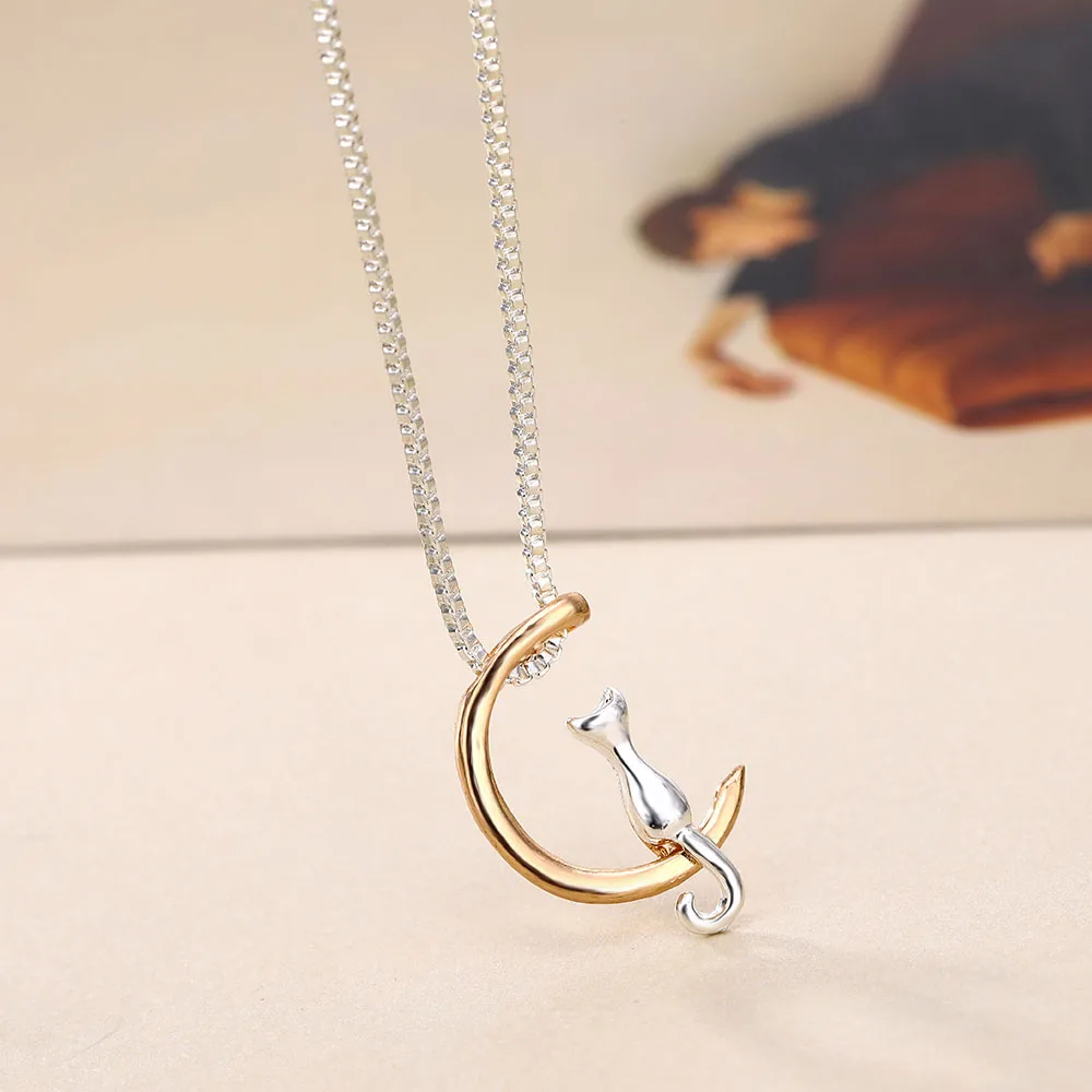 

Cute Gold Cat Moon Collar Statement Chain Neckalce For Women 2019 Choker Pendant Fashion Jewelry Accessories Gift Wholesale