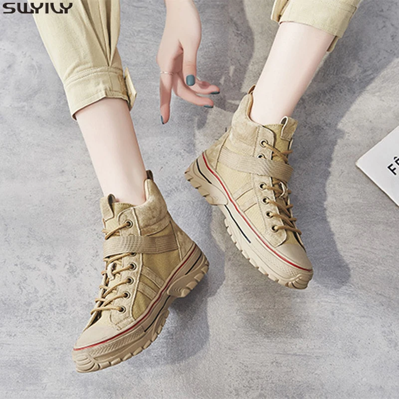SWYIVY свиная кожа плоские массивные кроссовки повседневная обувь женская новая