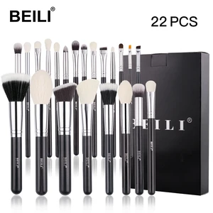 BEILI Professional 22-25 шт набор кистей для макияжа из волоса козла для пудры основа для век макияж инструмент pinceaux de maquillage
