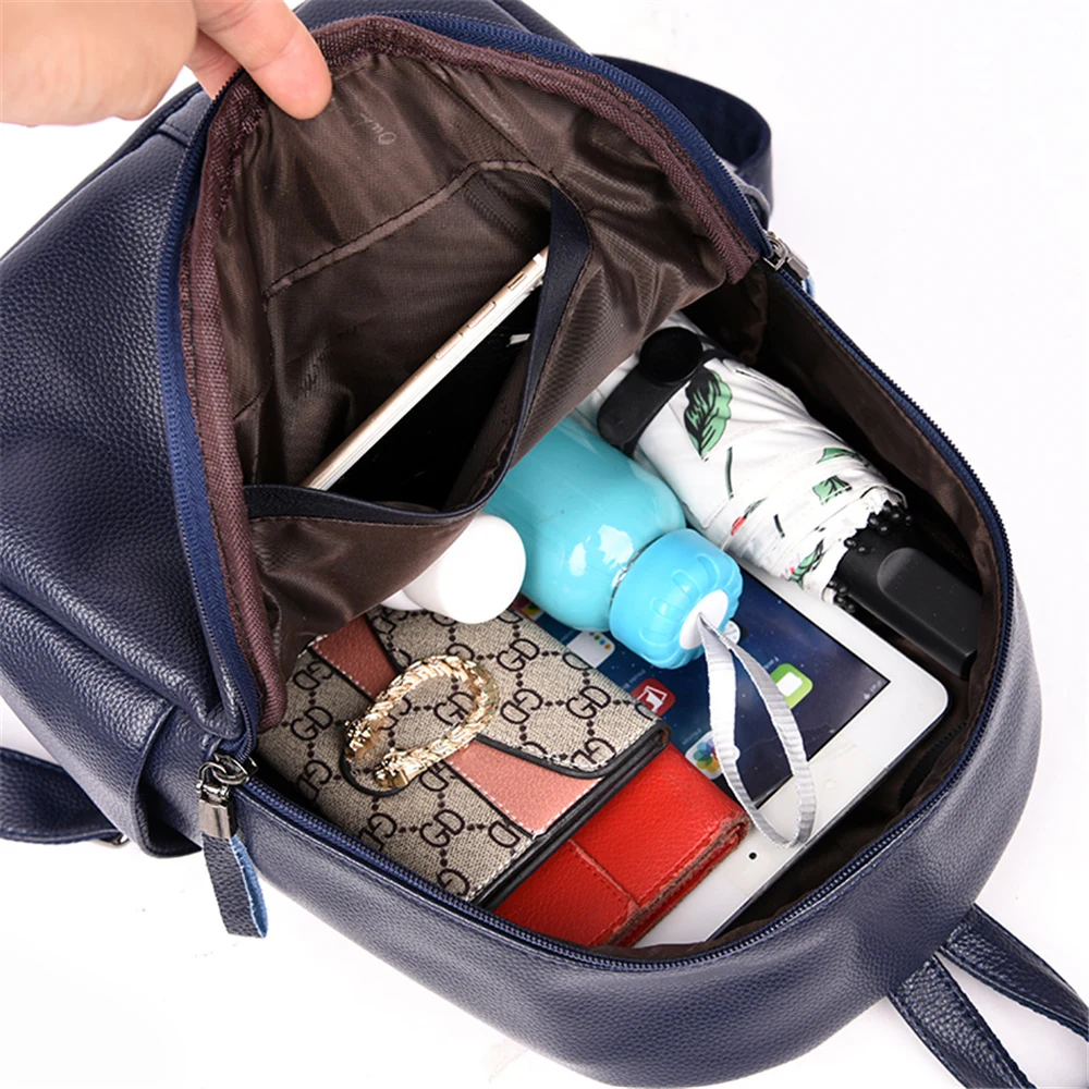 Женский рюкзак от известного бренда Sac A Dos Femme, женские рюкзаки, модные однотонные школьные сумки для девочек-подростков, кожаный женский рюкзак