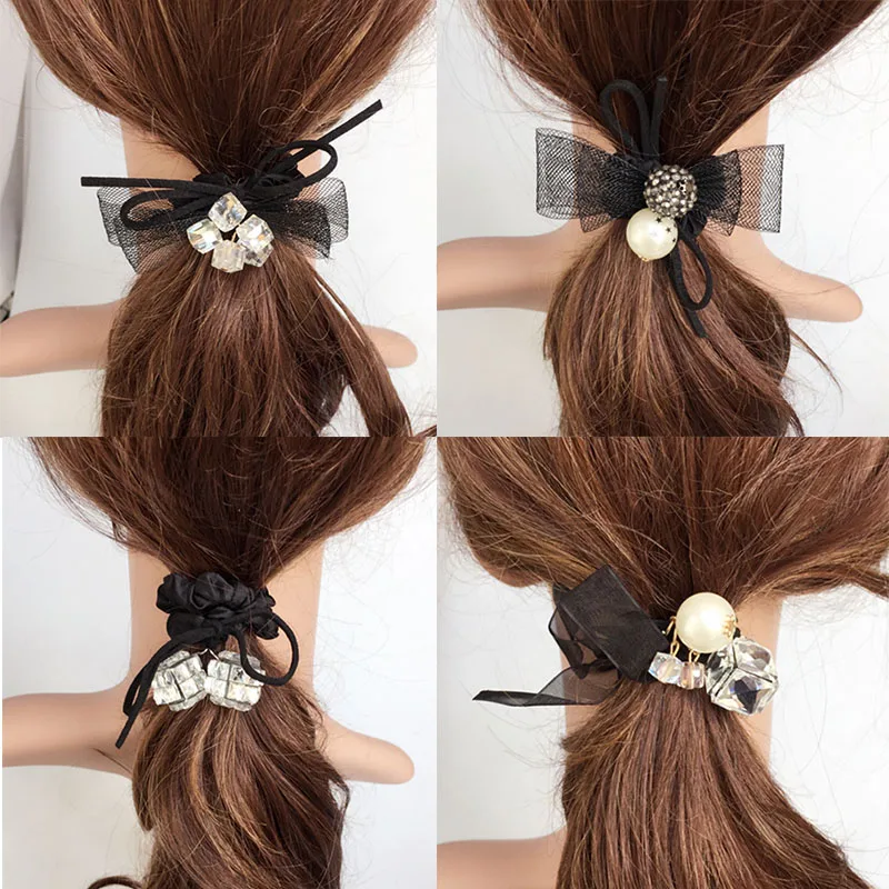 Милые эластичные повязки для волос в Корейском стиле кружевные сетчатые