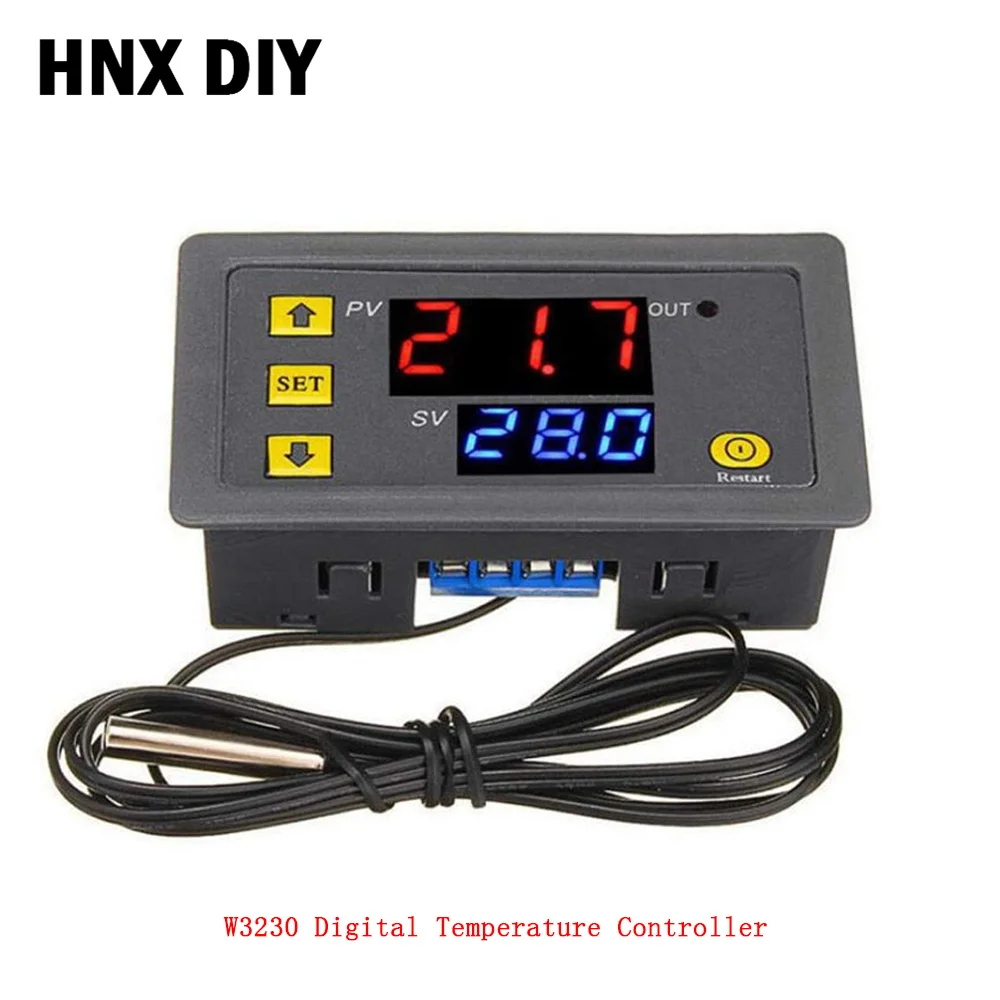 Digital Temperature Controller DC12V 24V AC110V-220V W3230 20A LED Display Thermostat With Heating/Cooling Control Instrument