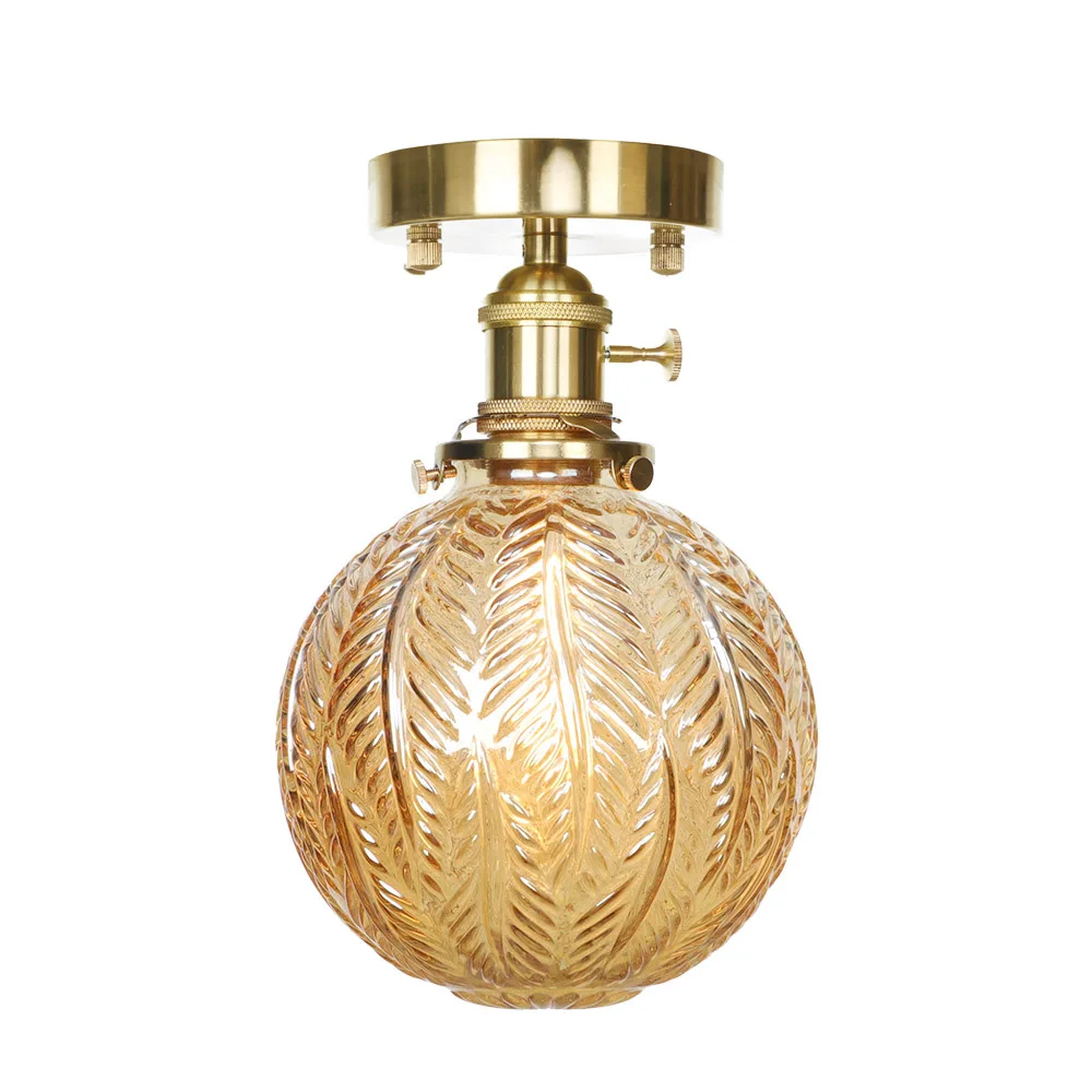 American Copper LED Ceiling Lamp Loft Decor Brass Glass Modern Light Antique Living Room Aisle Home Lighting Fixtures | Лампы и