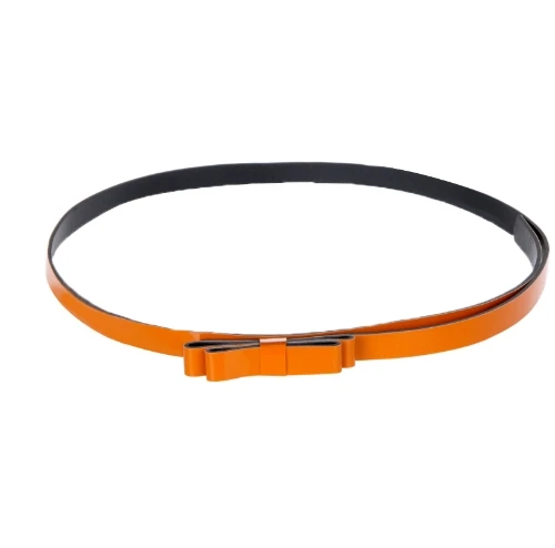 

Fashion Women Lady Slender Waist Belt Cute Bowknot Candy Color Thin Skinny PU Leather Waistband Belt Orange