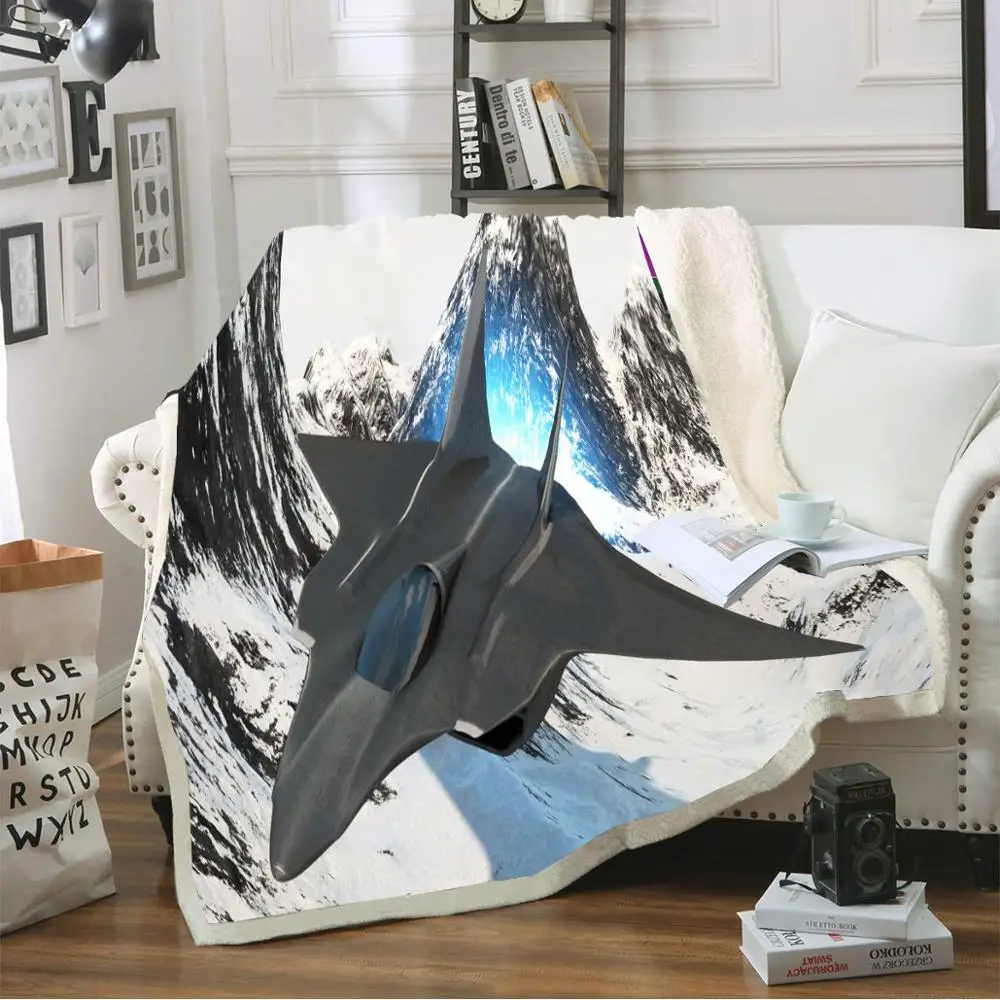 

New Aircraft Military Print 3D-printed Sherpa Blankets Sofa Covers Travel Children Velvets Throw Wool Blanket Bedspreads