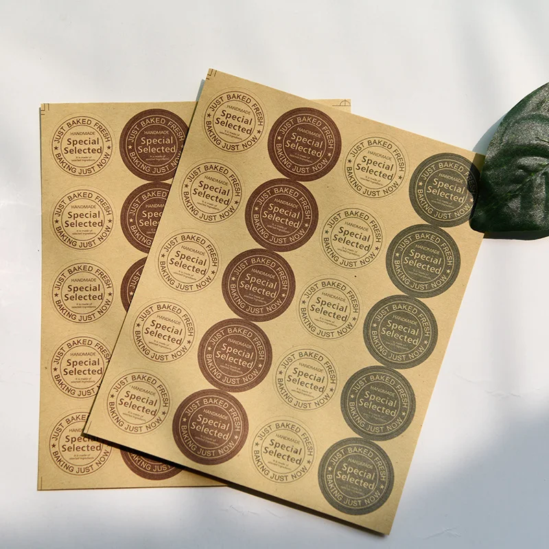 

1" Inch Handmade DIY Diary Baking Cake Envelope Invitation Retro Leather Kraft Brown Sticker Dot Labels on a Roll, 20