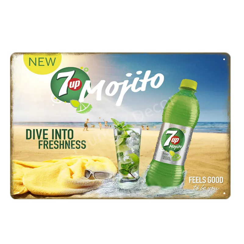 YD1562EI Безалкогольные 7up металлические жестяные знаки 7 UP ВИНТАЖНЫЙ ПЛАКАТ Искусство Настенная Наклейка картина бар паб кафе украшение домашний декор в стиле ретро YI-052 - Цвет: YD1562EI