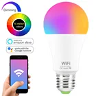 Умсветильник лампа с Wi-Fi, 15 Вт, RGB-лампа E27 B22 с регулируемой яркостью, умная лампа с голосовым управлением, волшебная лампа, 220 В переменного тока, работает с AmazonGoogle Home