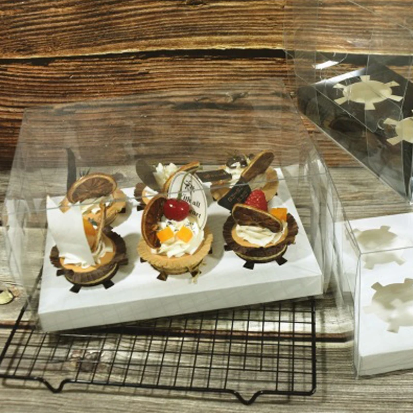 

5pcs Transparent Cupcake Box Bread Cake Boxes Plastic Cake Packaging boxs Patisserie Wedding Baby Shower Party Decoration
