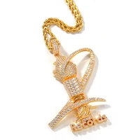 cubic zircon records trophy pendant necklace hip hop iced out bling torch jewelry for men women best gift drop shipping