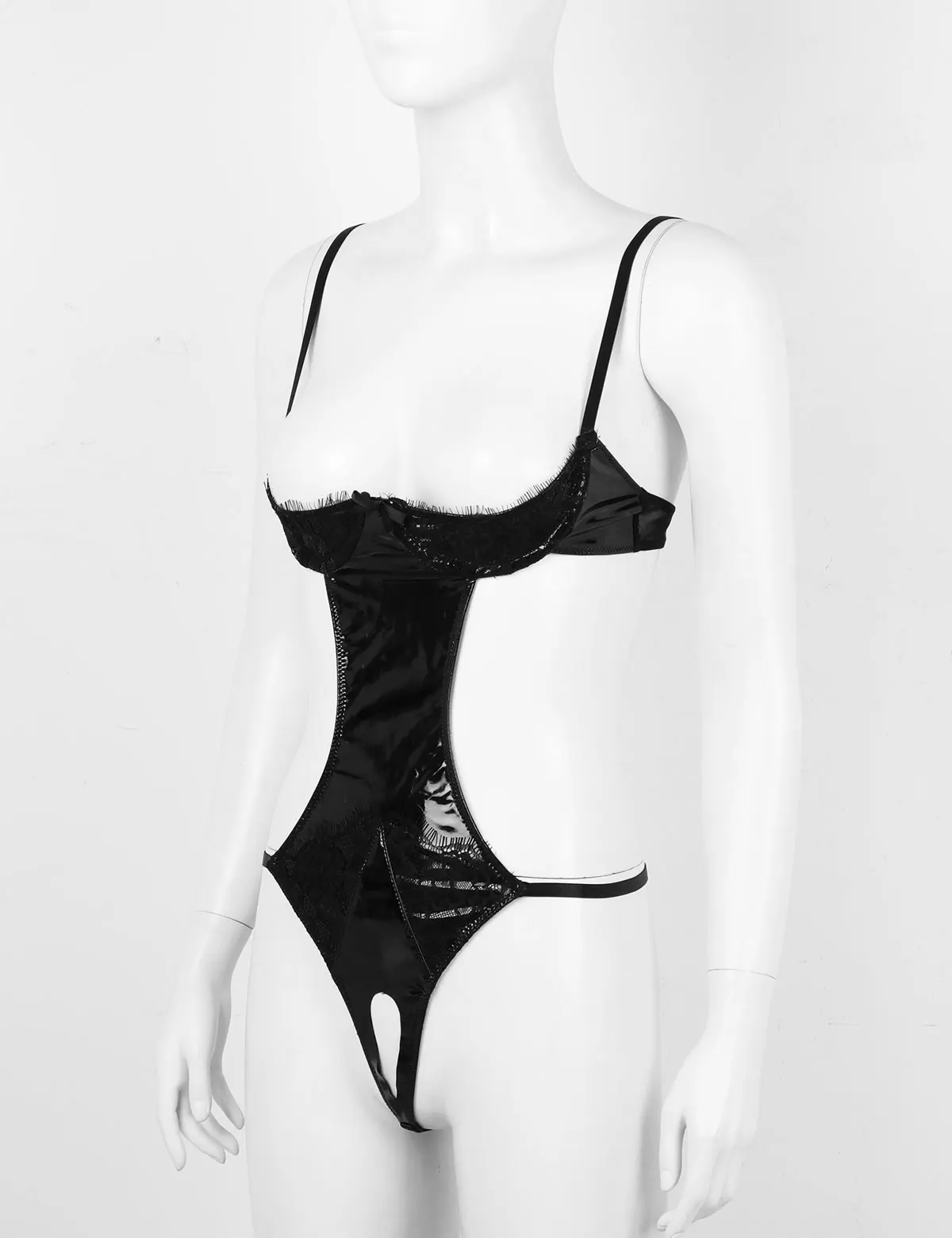 Женское Эротическое нижнее белье из лакированной кожи регулируемые чашки на