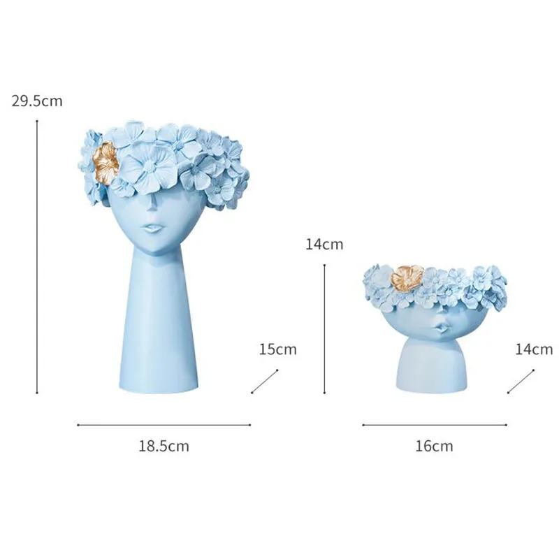 Resin Vase Home Decor Planter Pot Head Sculpture Storage Box Pen Holder Creative Decoration Accessories Art Ornaments | Дом и сад