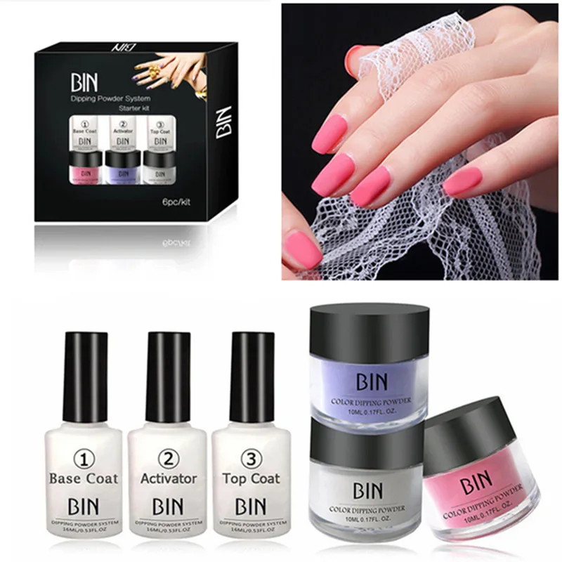 6 бутылок/набор набор пудры для погружения красная пудра верхнее Базовое