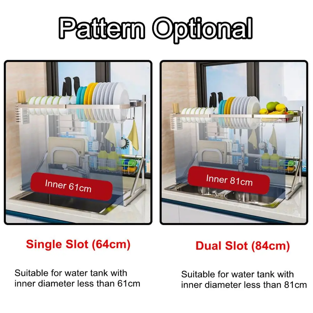 1/2 уровня Многофункциональный Нержавеющая сталь сушилка для посуды двойная