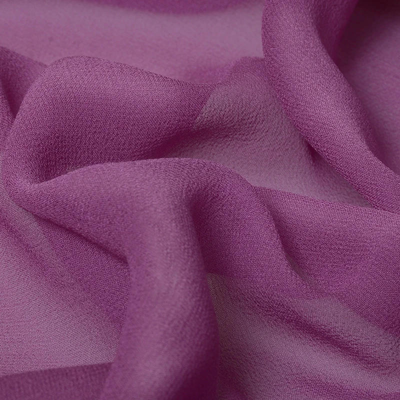 Шелковая ткань HYSK натуральный шелк шифон однотонная фиолетовая 11 разноцветных