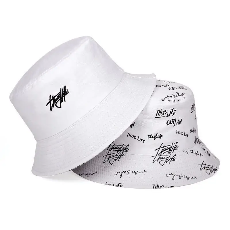 

Summer Bucket Hat Women's English letter double faced cotton double faced sunscreen hat gorro de Pescador men's Panama hat