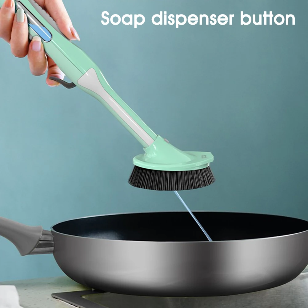 

Home Kitchen Cleaning Brush Dish Washing Scrubber Refillable Soap Dispenser Replaceable Brush Head Non Slip Handle Kitchen Brush