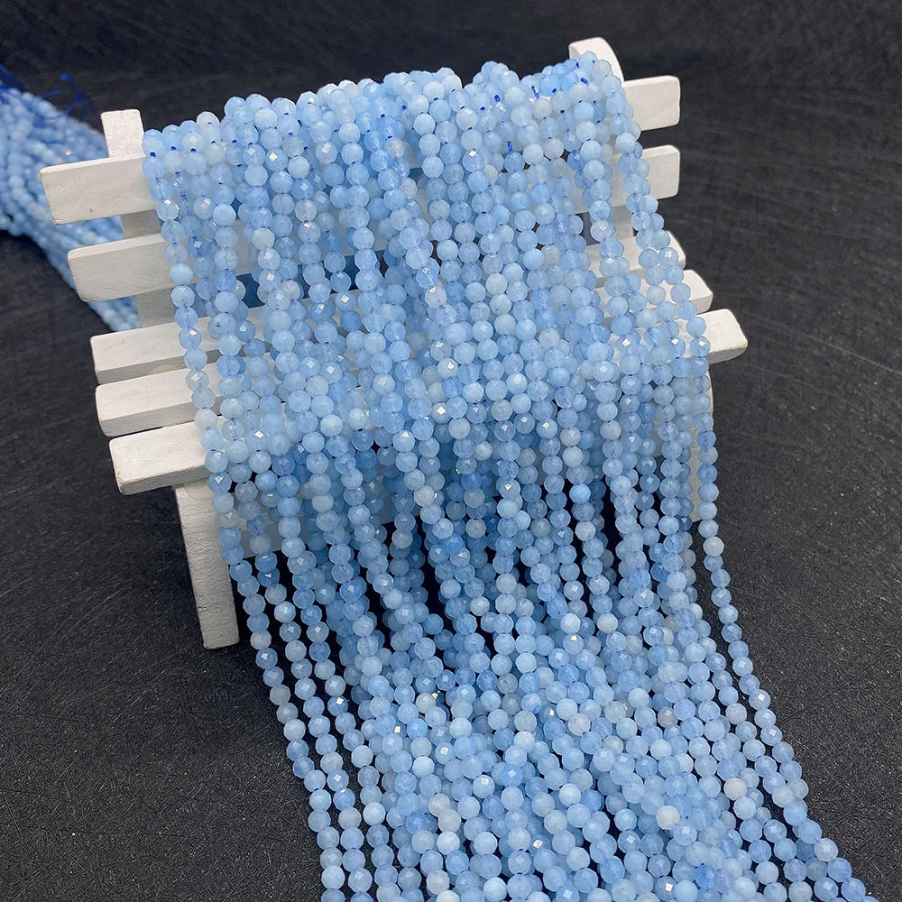 Бусины из натурального камня с аквамарином 2/3/4 мм | Украшения и аксессуары