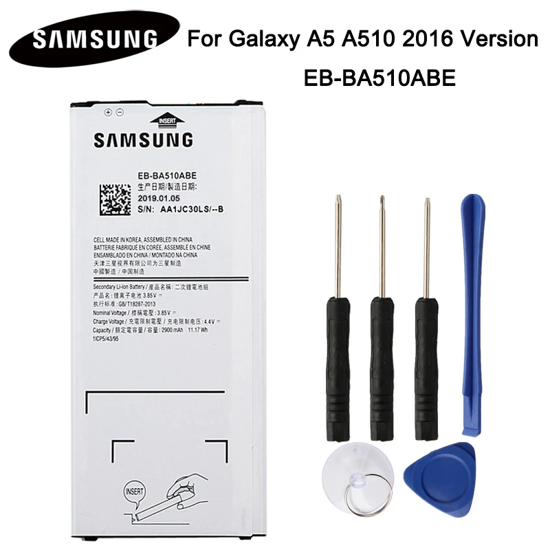 Батарея EB-BA510ABE EB-BA510ABA для samsung Galaxy A5 /A5 // A510F A5100 Аутентичные Батарея 2900 мА-ч - Цвет: For A5 2016 A510F