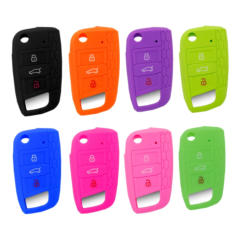 

Car Key Cover Foldable Silicone Shell For VW Golf 7 Mk7 Skoda Octavia A7 For SEAT Leon Ibiza 3 Automotive Interior Supplies