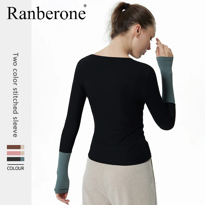 Breathable Sexy Women Letter Printing Sport Shirts Solid Color High Elastic Gym Yoga Top Running Breathable Long Sleeve T-Shirts