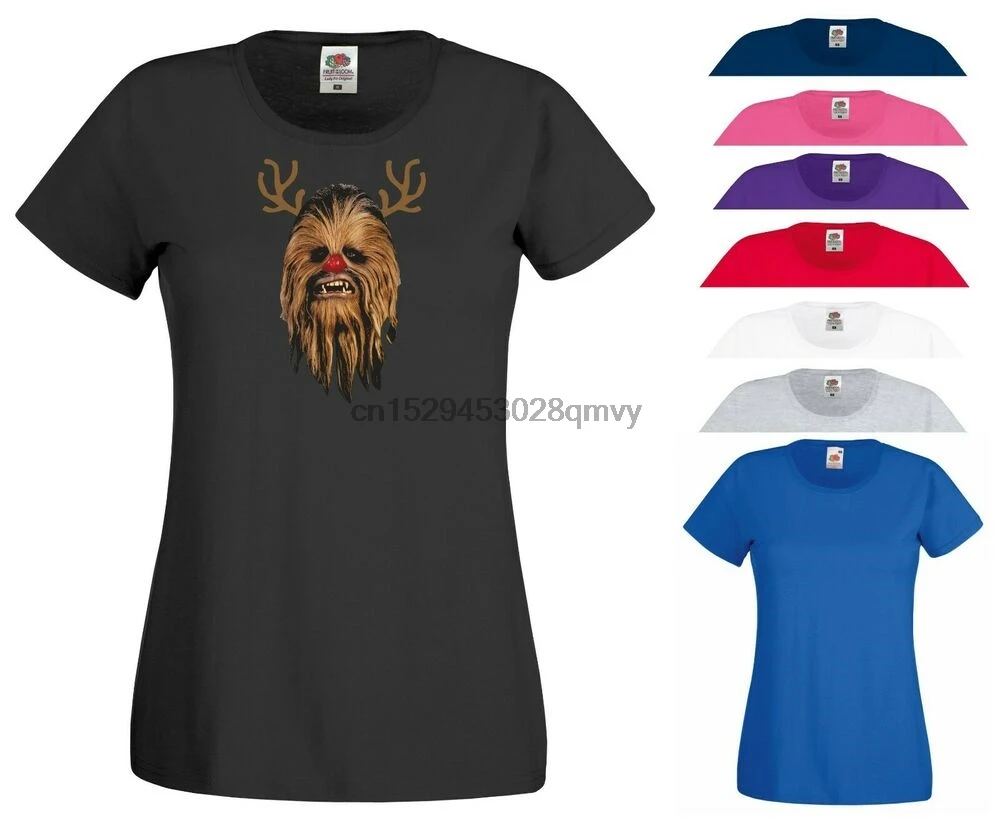 Футболка с северным оленем Чубакка Забавный рождественский подарок женская