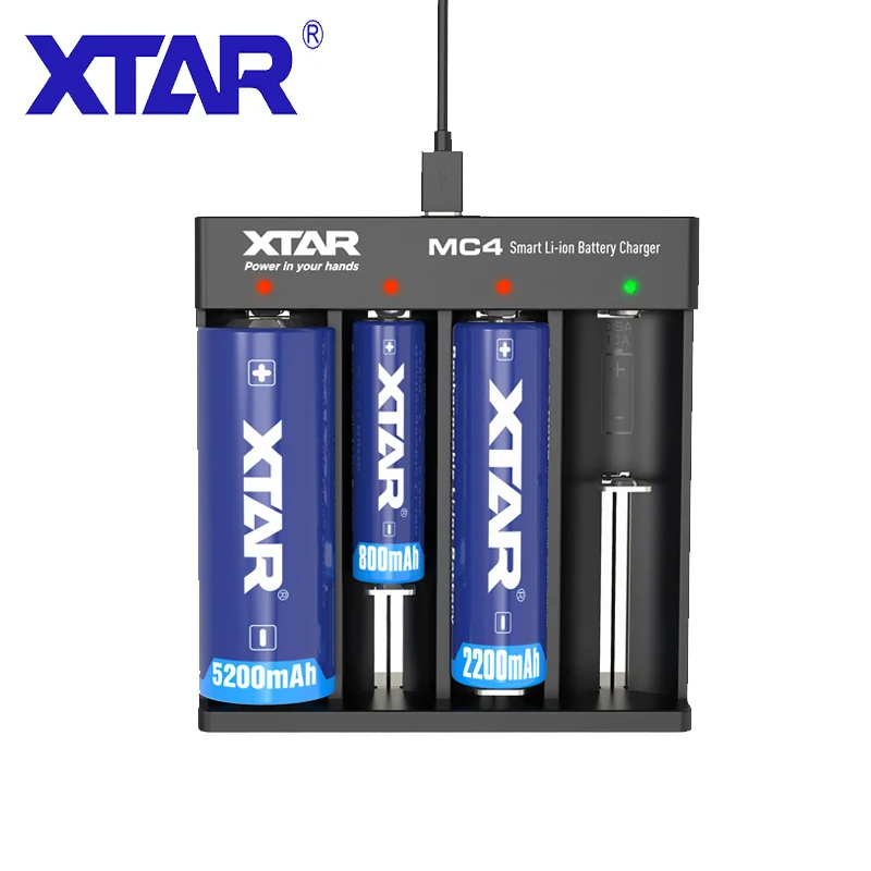 XTAR MC4 4 отсека USB зарядное устройство порт зарядки Micro 3 6 В/3 7 в Li Ion IMR INR ICR батареи 18650