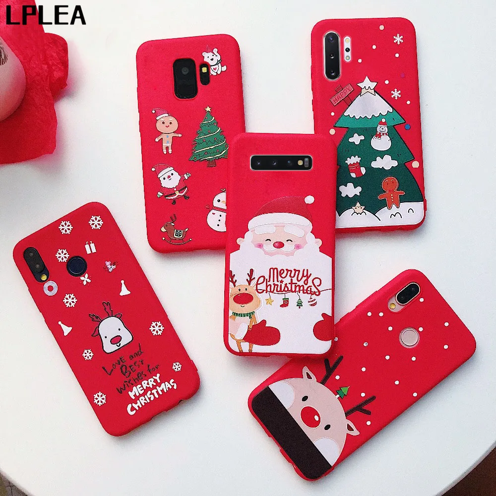 Одежда для сна из хлопка с рождественскими рисунками чехол для samsung Galaxy A50 A70 S8 S9 плюс S10 Note 8, 9, 10, плюс A10 A20 A30 A40 Санта Клаус Мягкая обложка