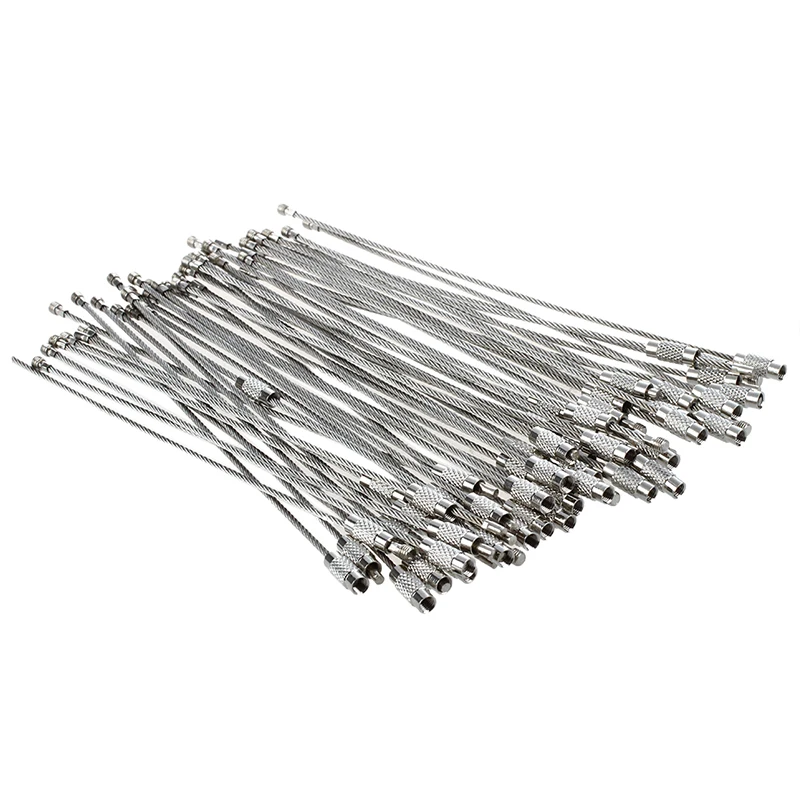 

50pcs Stainless Steel Screw Locking Wire Keychain Cable Keyrings Key Holders