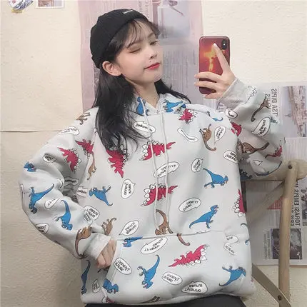 Женская толстовка новинка мультяшный принт топы корейский стиль милый пуловер с