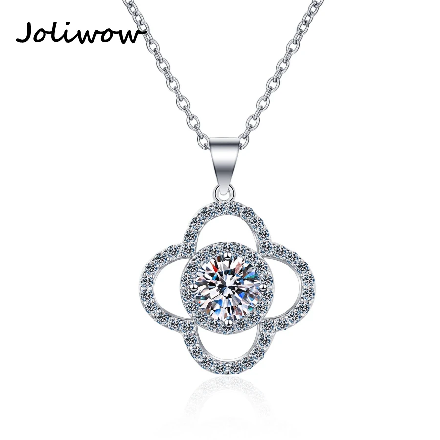 

Moissanite Diamond 1ct 6.5mm 925 Silver Four-leaf Clover Jewelry Necklaces & Pendants Rhinestones Fashion Choker Women Collares