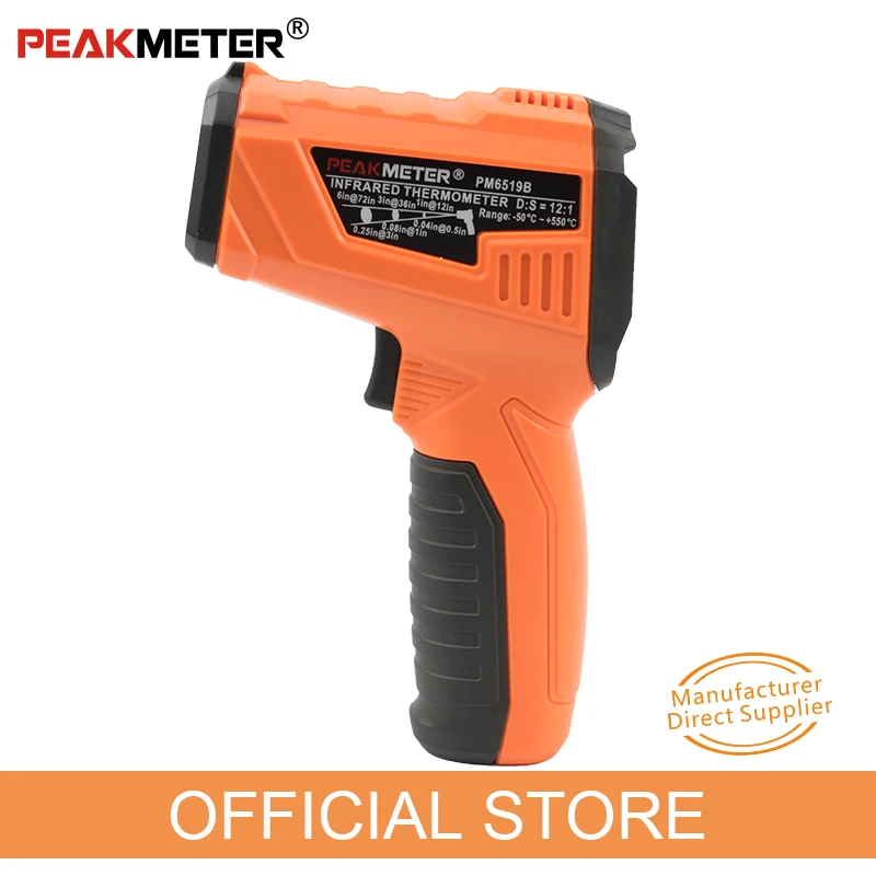 Лазерный цифровой инфракрасный термометр PEAKMETER PM6519B с ЖК-дисплеем измеритель
