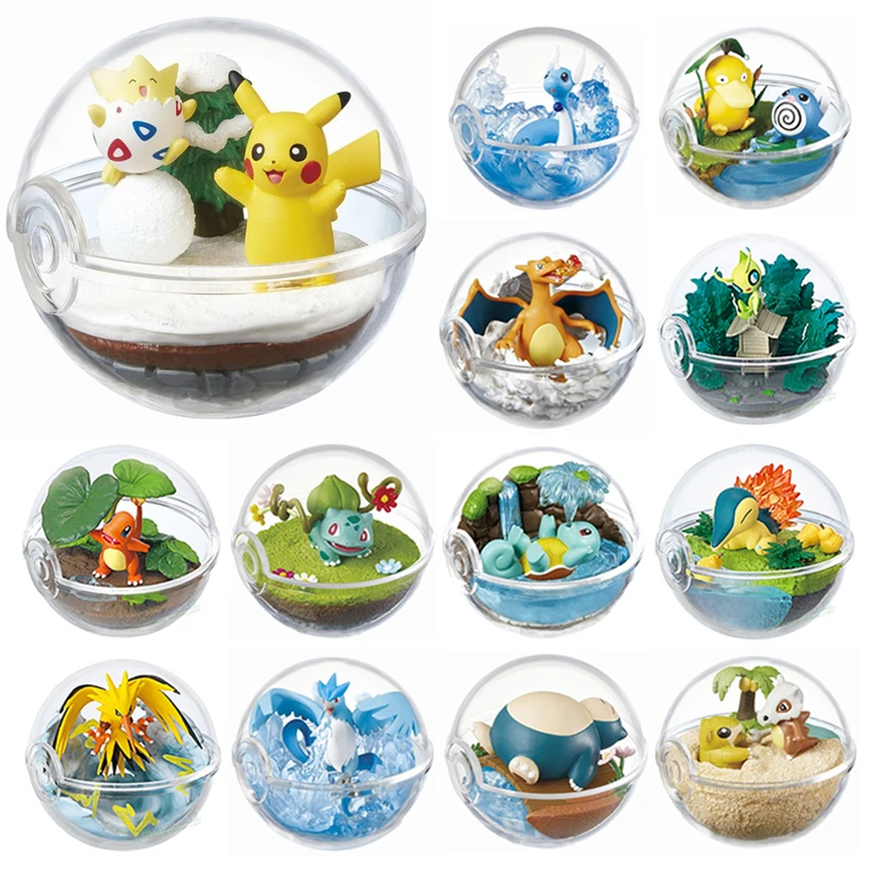 

Pokemon Toys Decor Pikachu Pokeball + 1pcs Free Tiny Figures Wobbuffet Mewtwo Lapras Chikorita Articuno Charizard Toys Gift