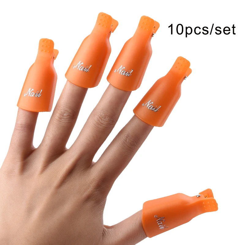 orange 10pcs OYAKOM 5 шт. средство для снятия лака для ногтей Прочный пластик дизайн ногтей Замачивание колпачок зажим средство для снятия УФ гель-лака обертывание инструмент для дизайна ногтей советы - Цвет: orange 10pcs