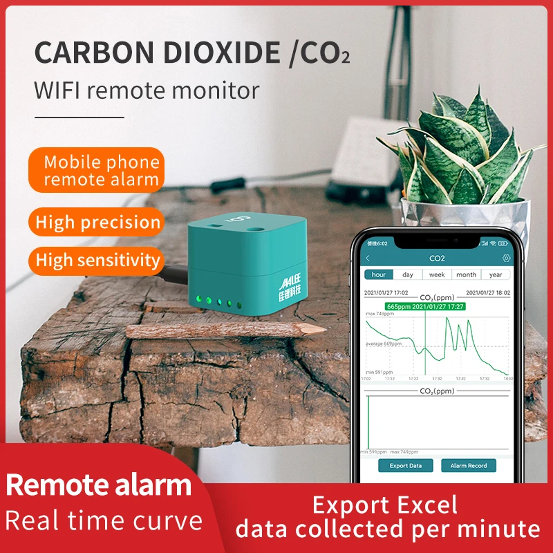 

Датчик JAALEE JCO2-U CO2 Wifi Bluetooth Смарт-устройства сигнализации с дистанционным управлением через приложение