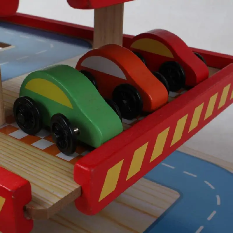 Деревянный парковки игрушки Железная дорога железнодорожные пути набор