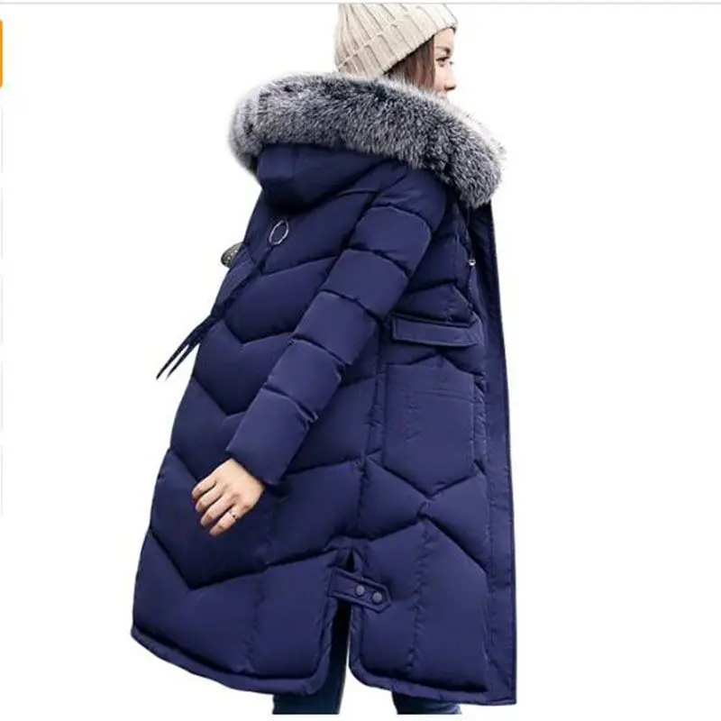 2019 winter women hooded coat fur collar thicken warm long jacket female outerwear parka ladies chaqueta feminino