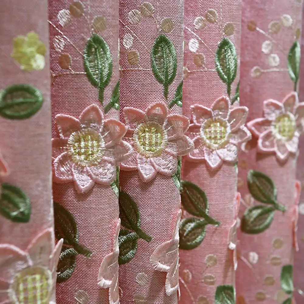 Шениль анаглиф вышитые шторы для гостиной оконные розовые/синие современные