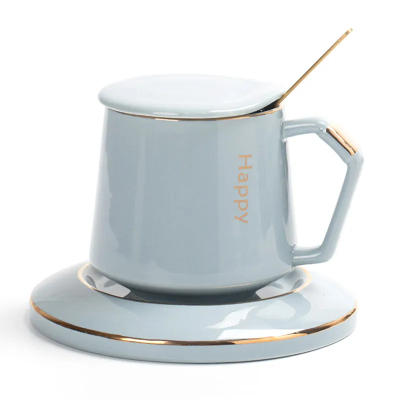 Простая керамическая кофейная чашка в скандинавском стиле с крышкой для