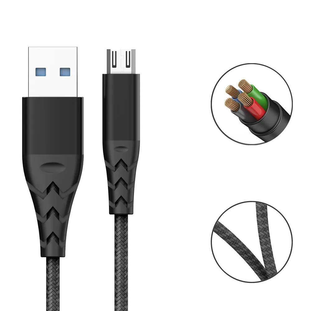 2а Micro USB 2 м плетеный кабель для быстрой зарядки Samsung прочный Xiaomi Tablet Android Huawei |