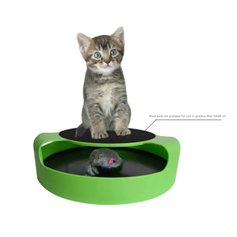 

2 In1 Cat Toys Interactive With Running Mice And Scratching Pad Durable Safe Kitten Cat Game Exercise No Battery Needed